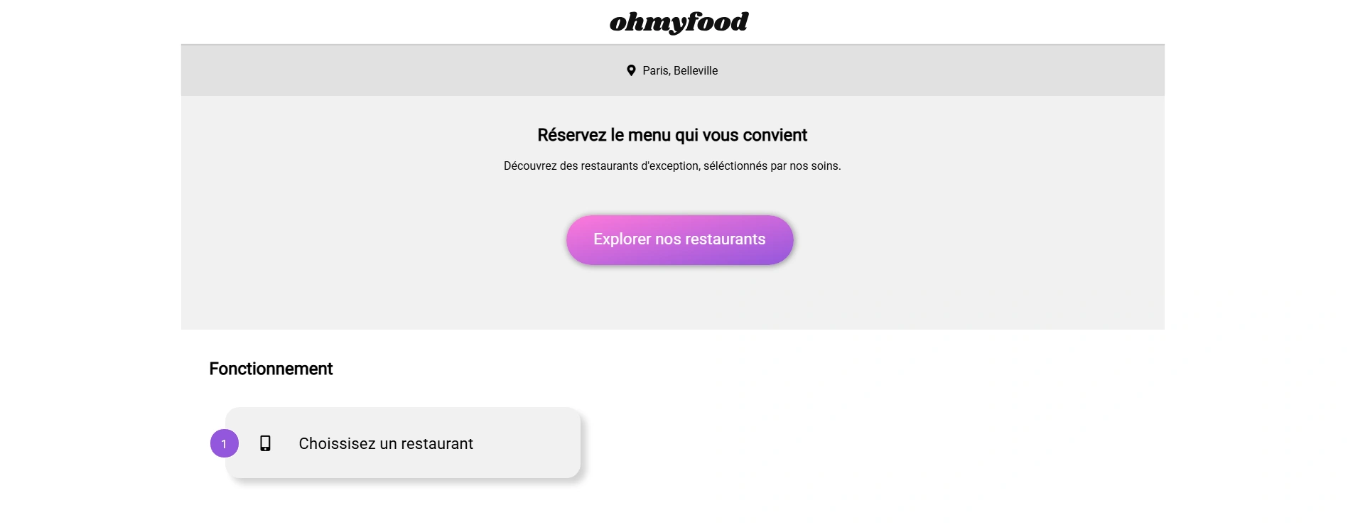Aperçu du site Ohmyfood